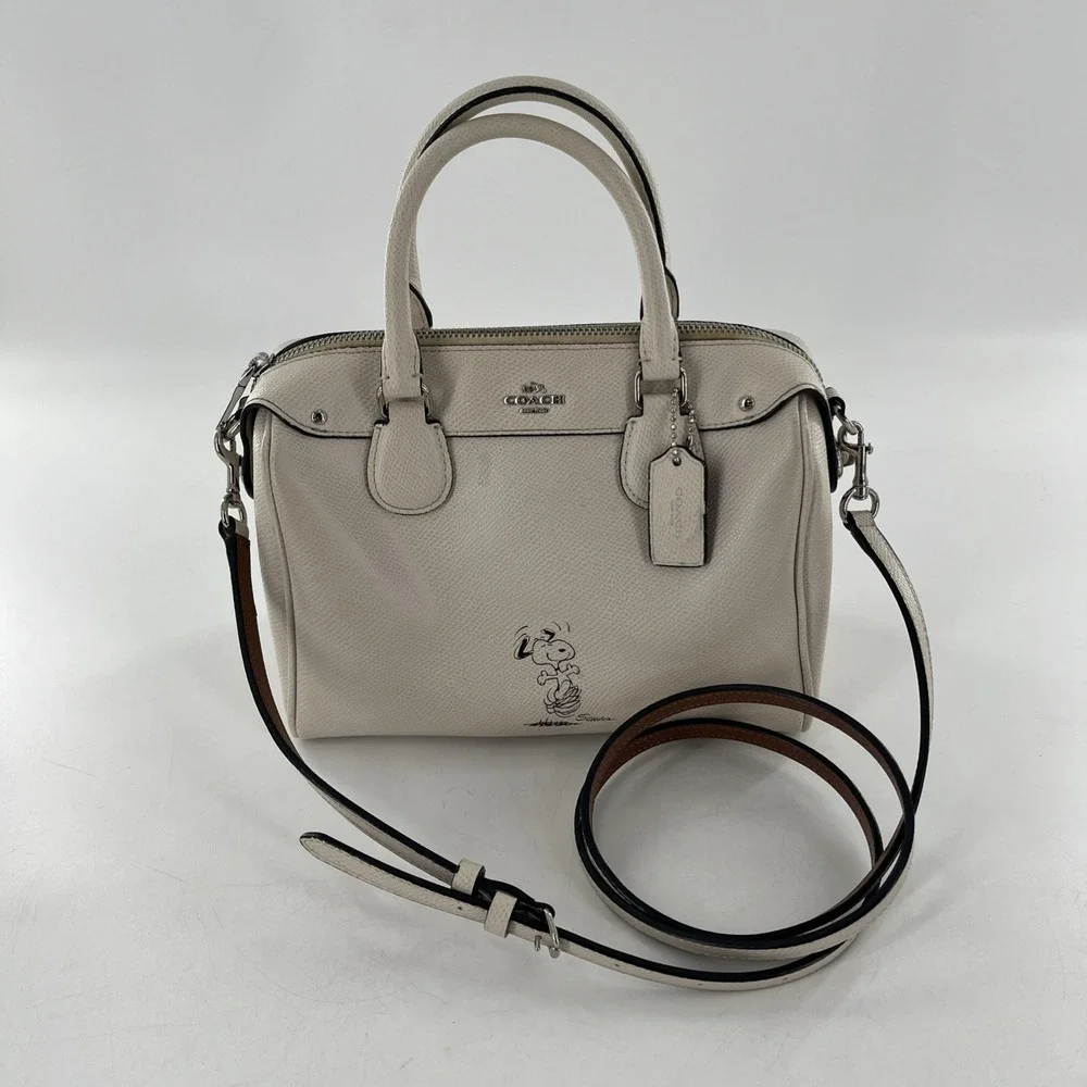 Coach Peanuts Limited Edition Snoopy Mini Bennett Satchel Crossbody White Chalk